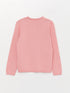 LC Waikiki Crew Neck Self Patterned Long Sleeve Girl Tricot Cardigan